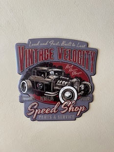 VINTAGE VELOCITY SPEED SHOP - PLECHOVÁ CEDULE